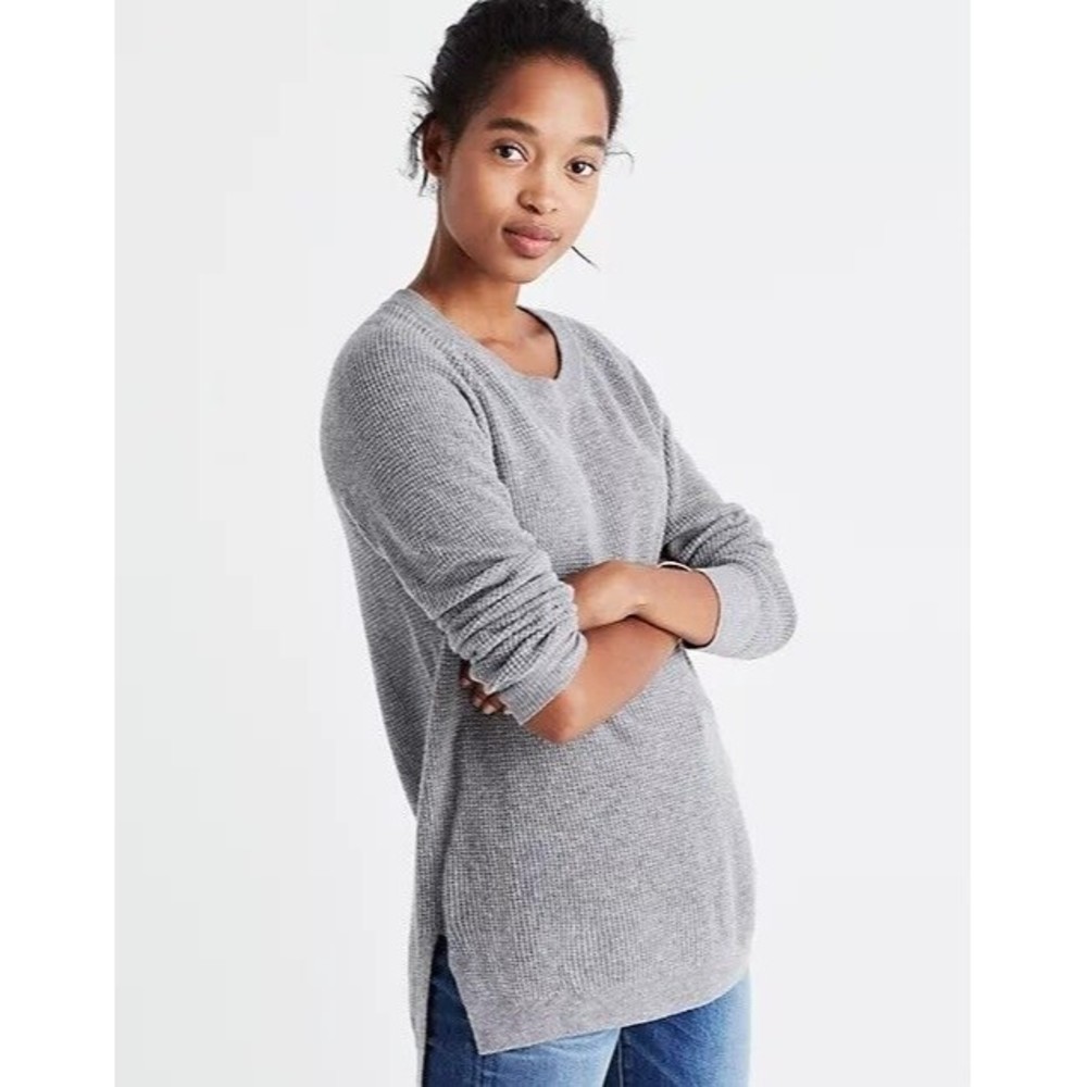 Madewell Wafflestitch Pullover Sweater Dark Gray Size Medium